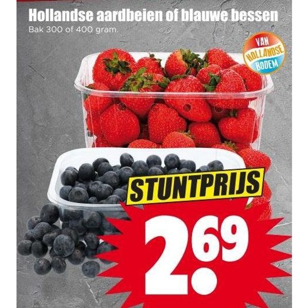 Hollandse aardbeien of blauwe bessen