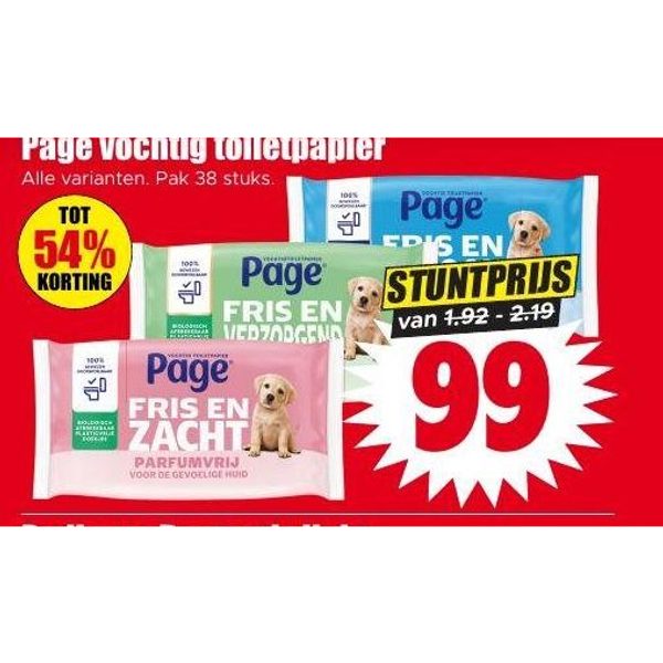 Page vochtig toiletpapier