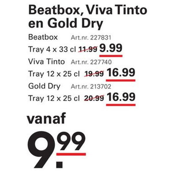 Beatbox, Viva Tinto en Gold Dry