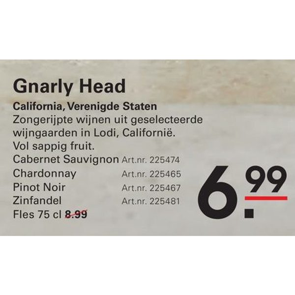 Gnarly Head (Cabernet Sauvignon/Chardonnay/Pinot Noir/Zinfandel)