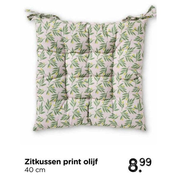 Zitkussen print olijf
