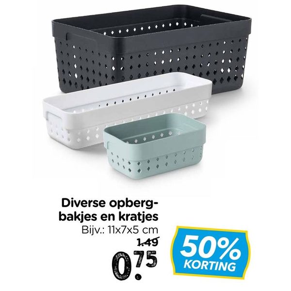 Diverse opbergbakjes en kratjes