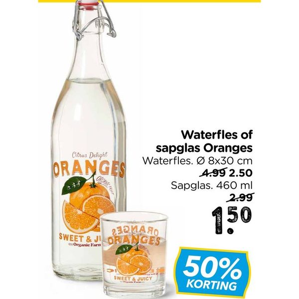 Waterfles of sapglas Oranges