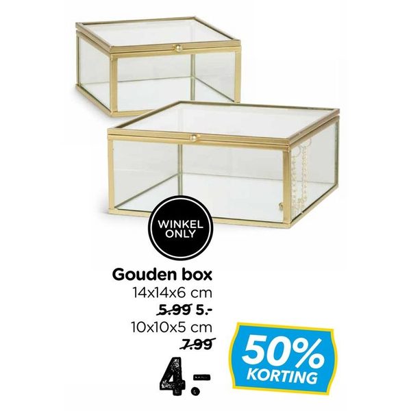 Gouden box 14x14x6 cm
