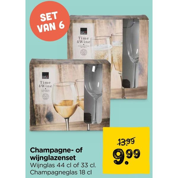 Champagne- of wijnglazenset