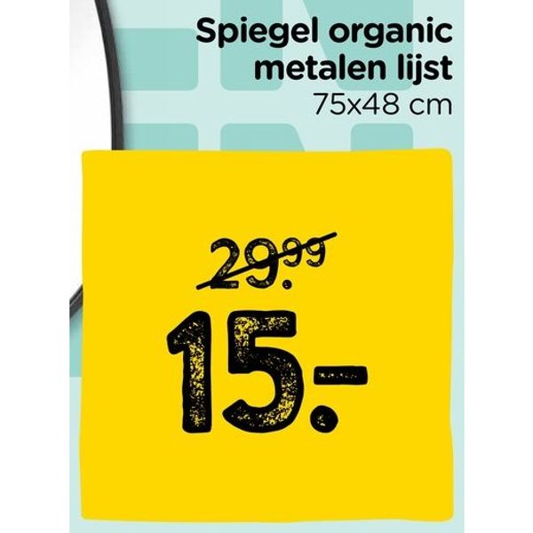 Spiegel organic metalen lijst 75x48 cm