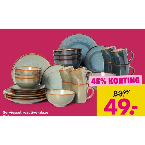 Serviesset reactive glaze
